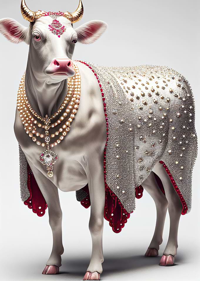 Sacred white cow portrait