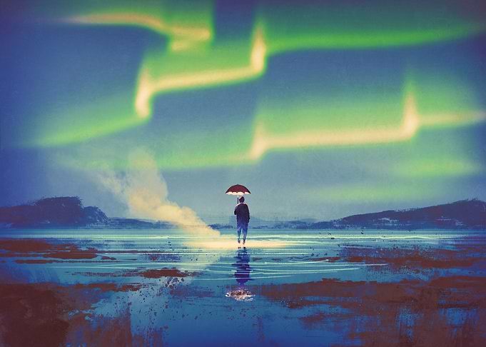Northern lights aurora