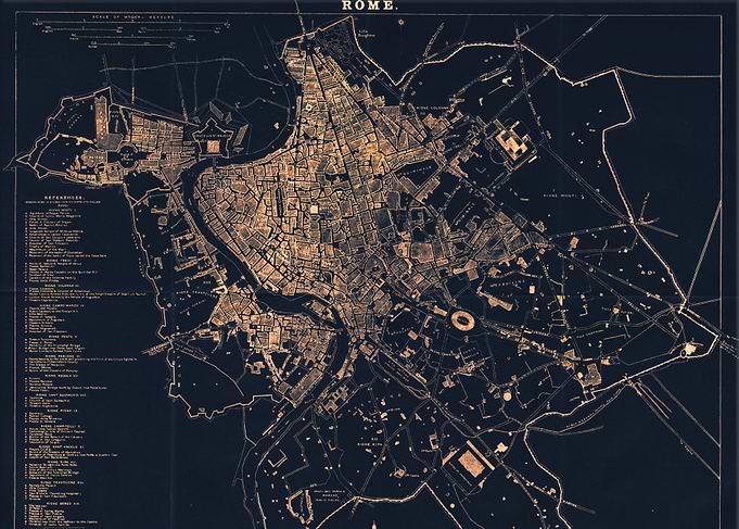 Rome vintage glowing map