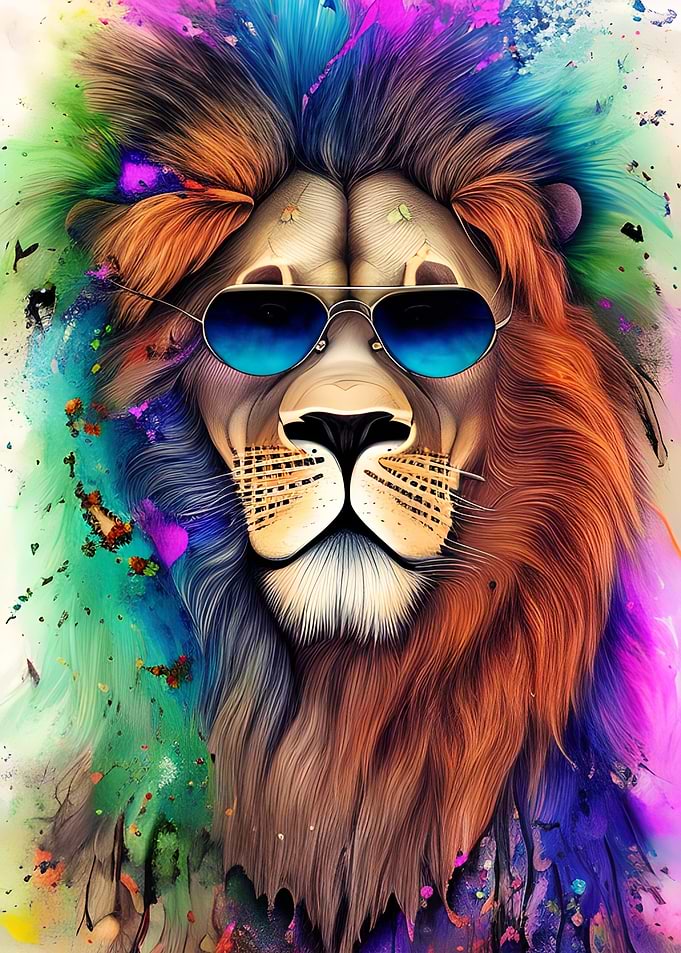 Funny Lion in Sunglasses