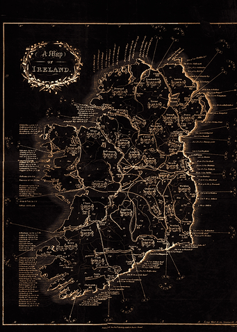 Ireland dark vintage map