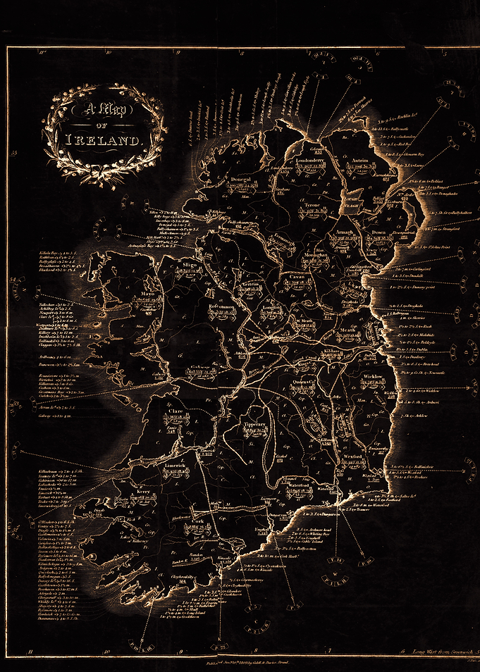 Ireland dark vintage map