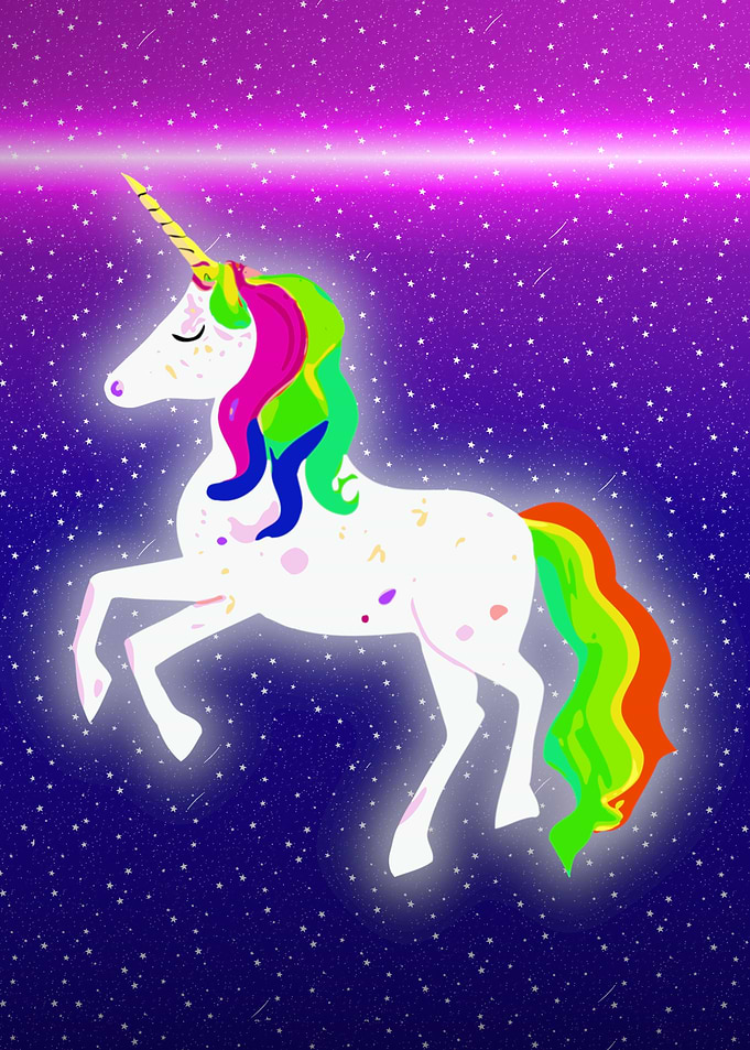 Fun multicolor unicorn art