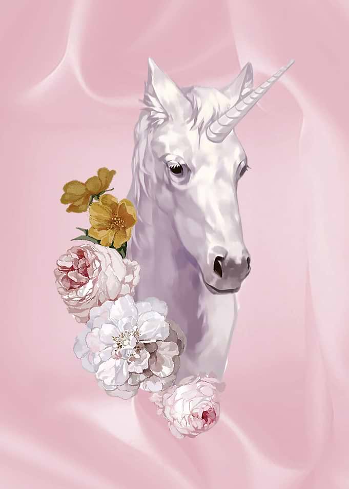 Unicorn and Pink Flowers