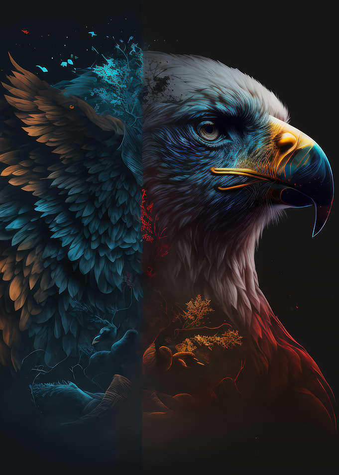The contrast of the eagle