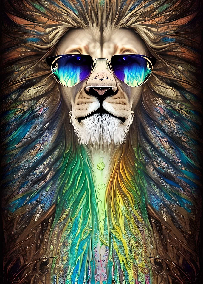 Funny Lion in Sunglasses