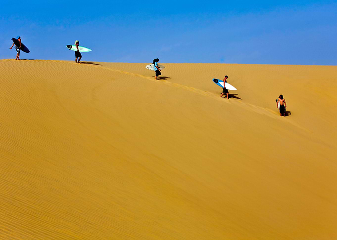 Surfers in Mauritania