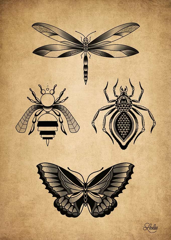 Insect flash tattoo