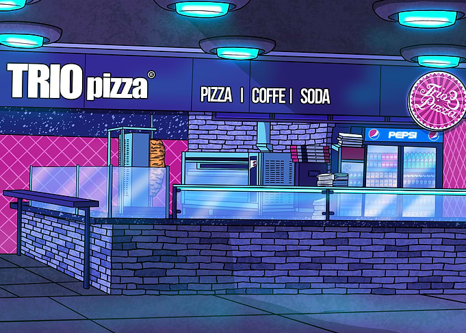 Trio Pizza at Midnight
