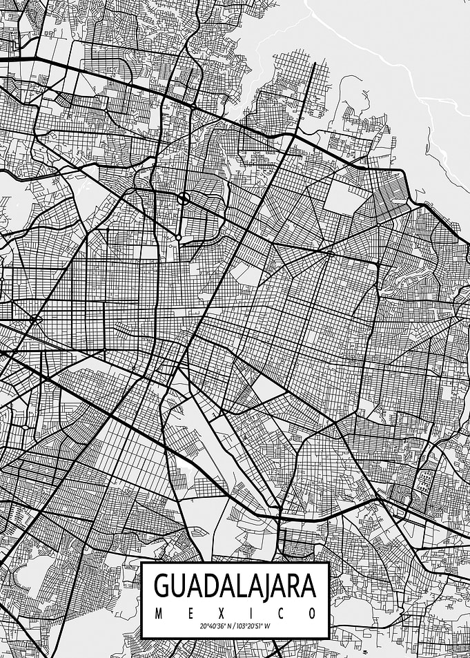 Guadalajara City Map Light
