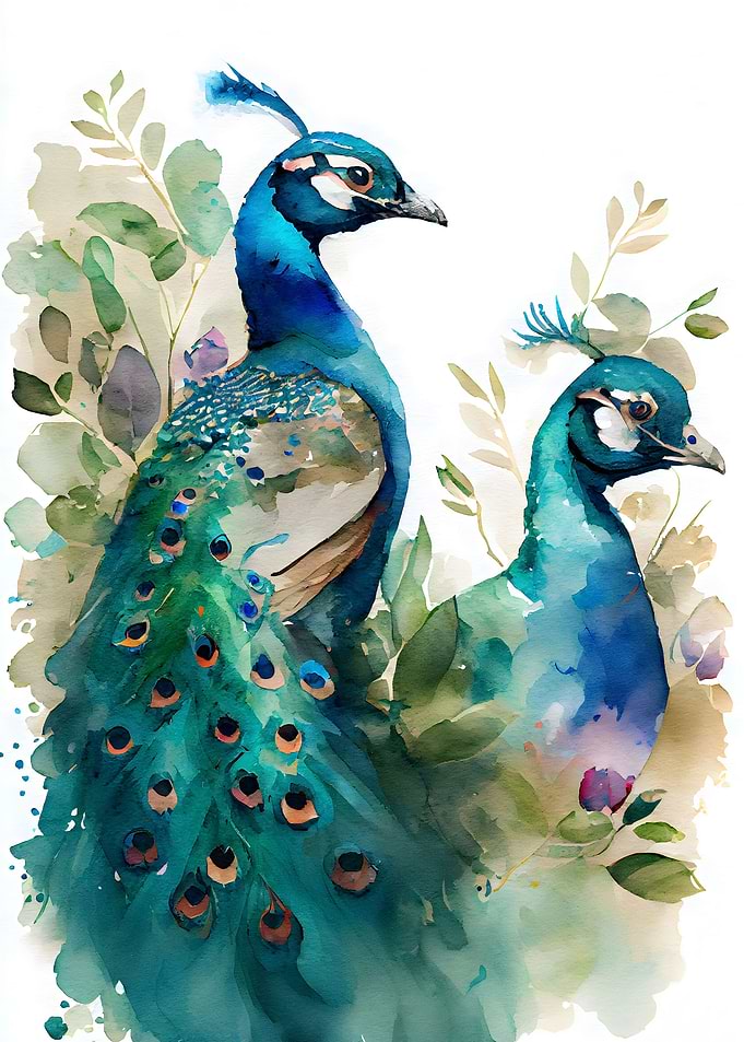 Peacock watercolor
