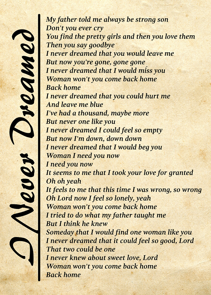 I Never Dreamed Lyrics