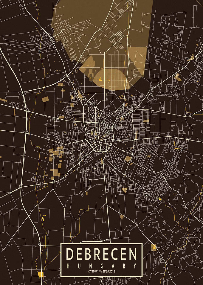 Debrecen City Map Pastel