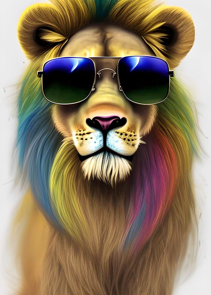 Funny Lion with Sunglasses