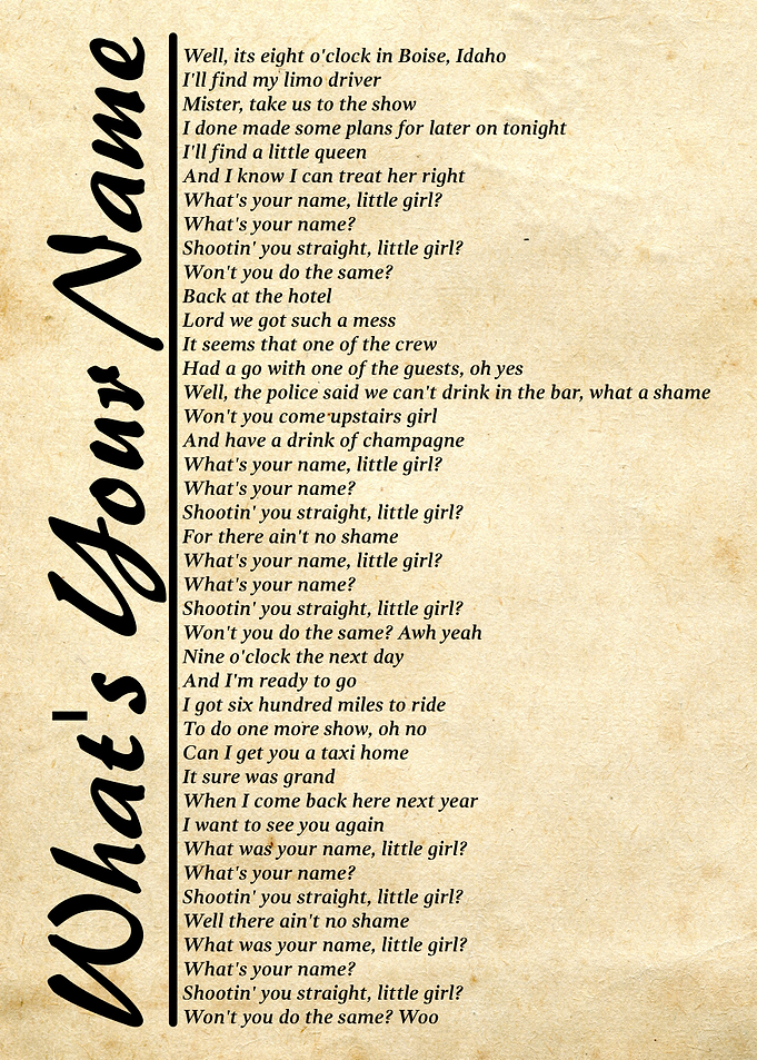 Whats Your Name Lyrics