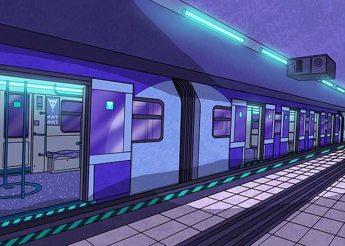 Subway Train at Midnight