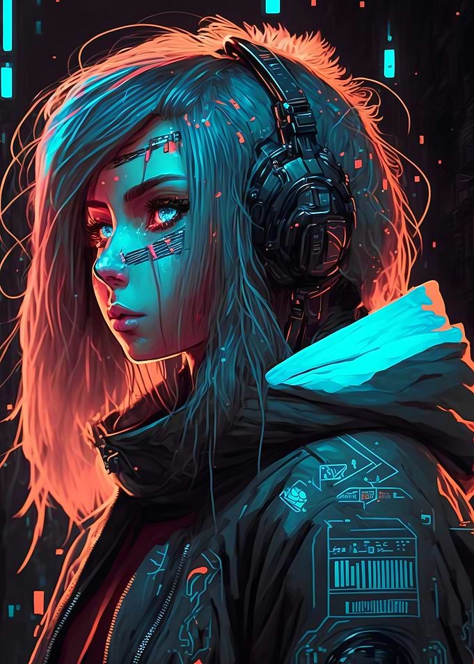 Neon Cyberpunk Girls 003