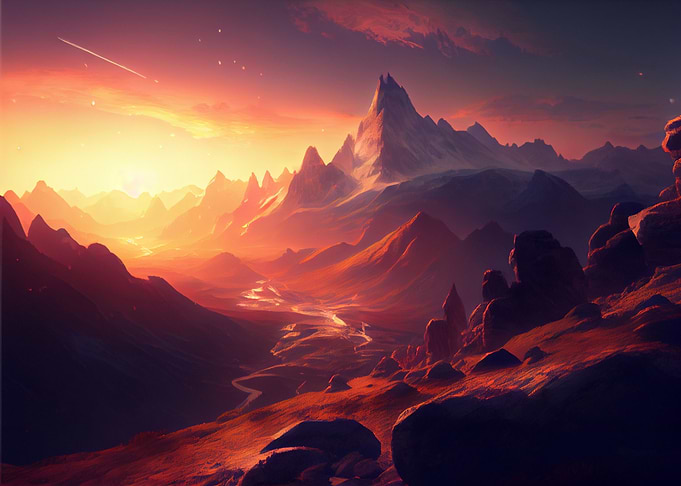 Sunset in the mountain