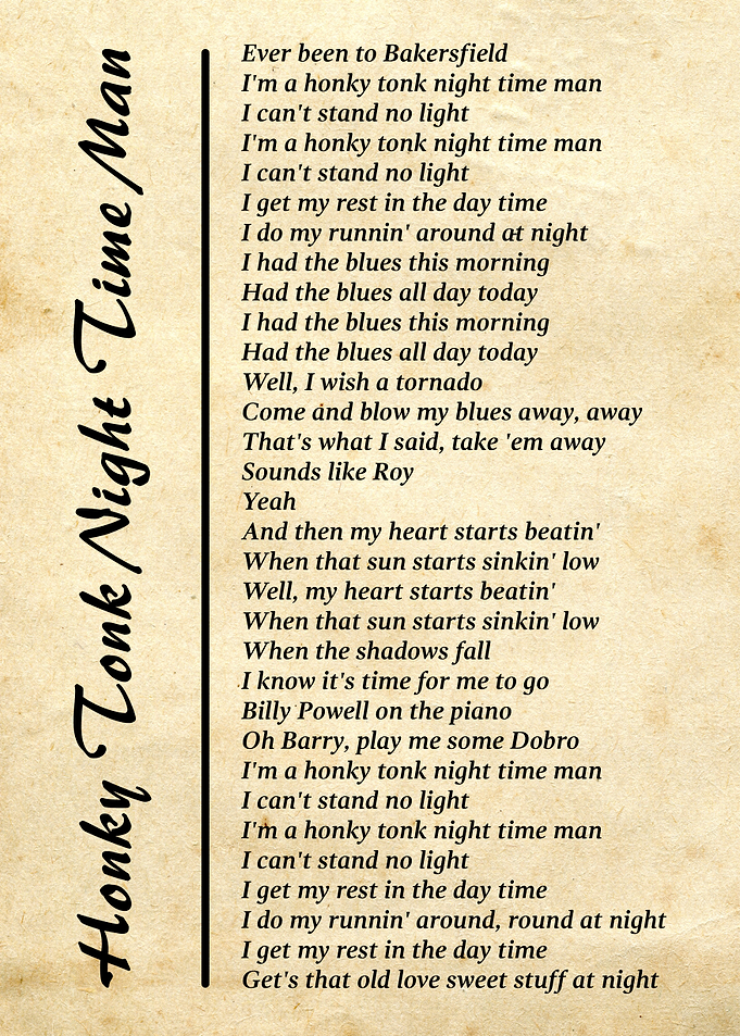 Honky Tonk Night TimLyrics