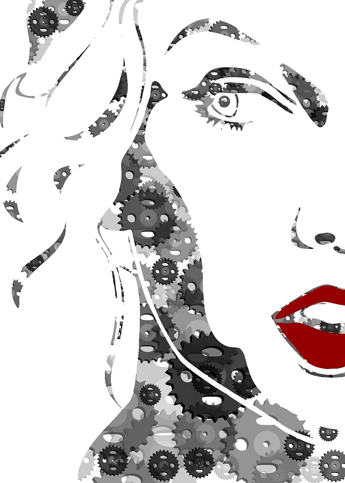 Black and white woman face