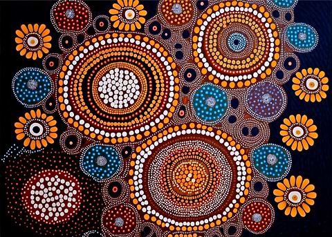 Australian Dot Painting — dot painting style metal print