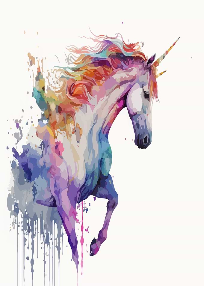 Rainbow Unicorn Watercolor