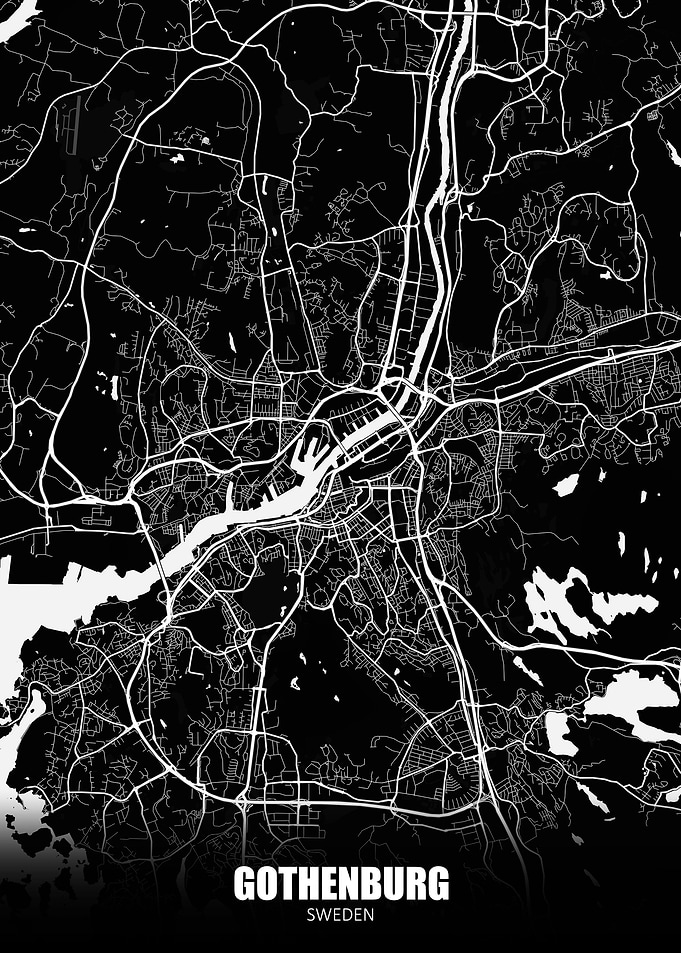 Gothenburg Sweden Dark Map
