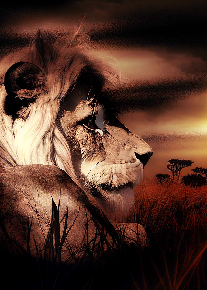 Hunting Lion Art
