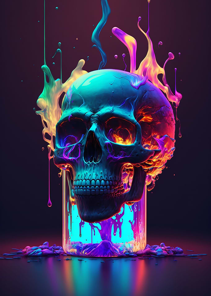 Colorful Neon Skull