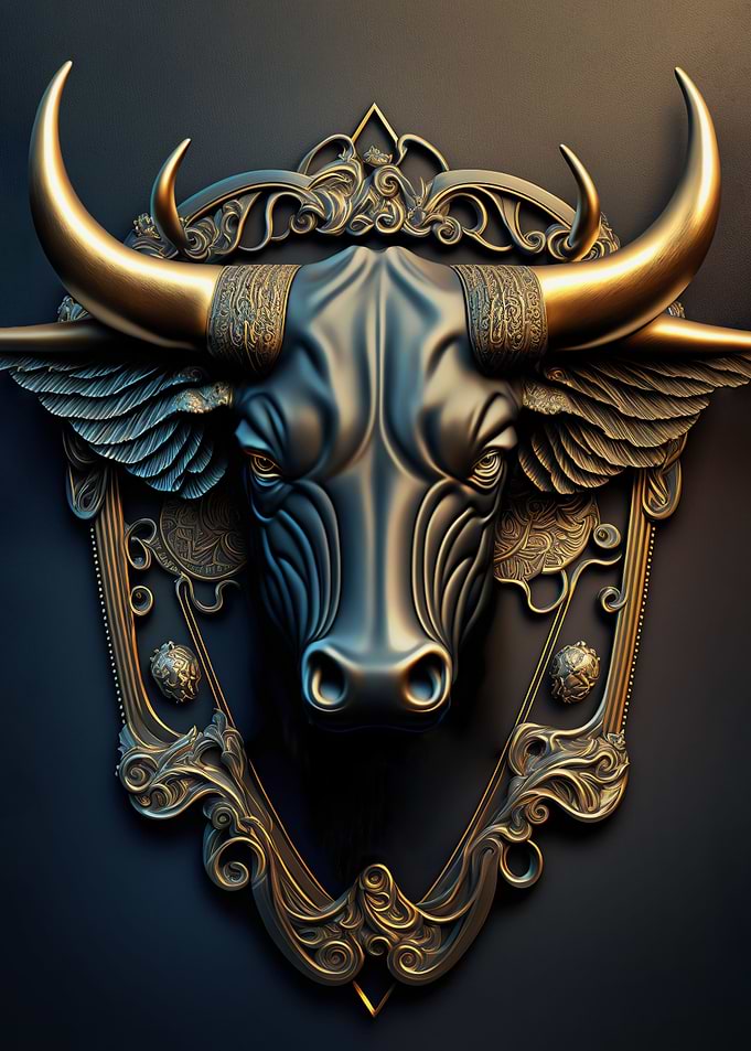 Black Bull Golden Art Deco