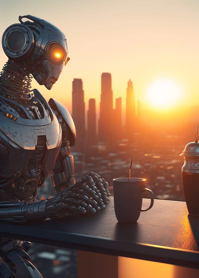 Robot enjoying the sunset