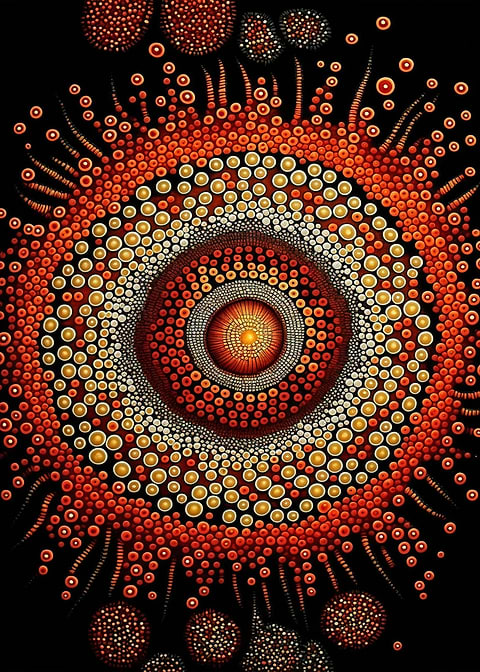 Australian Style Dot Paint — dot painting style metal print