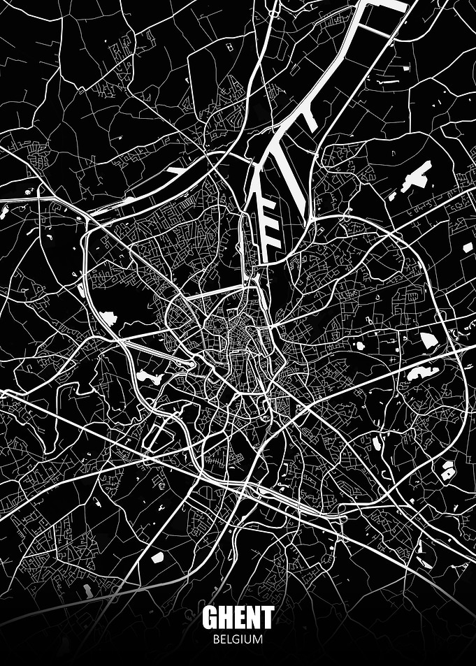Ghent Belgium Dark Map
