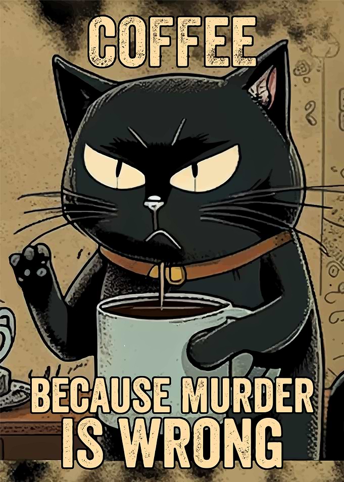 Funny Cat Drinking Coffee