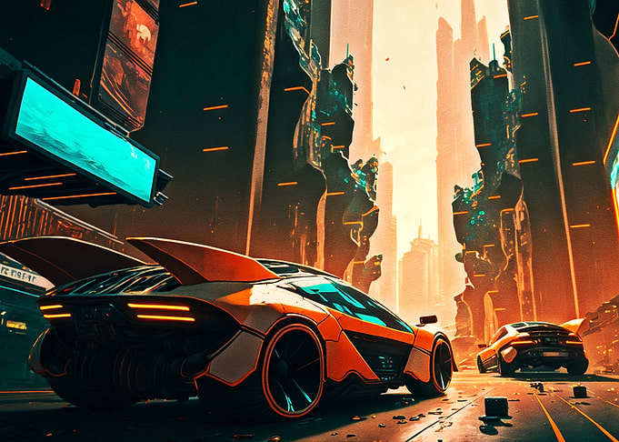 Racing Car In City