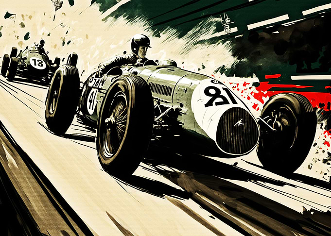 Old Race Car Painting