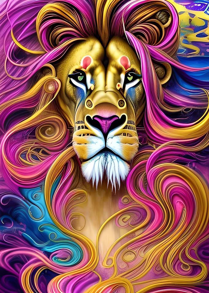 Colorful Lion Animal