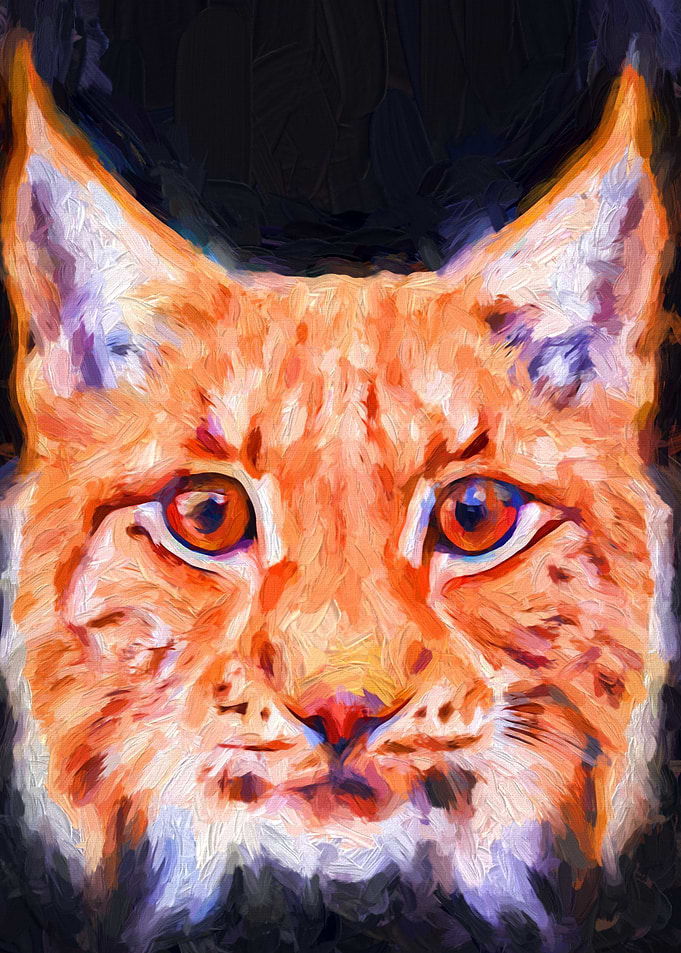 Oil Lynx Cat Portrait