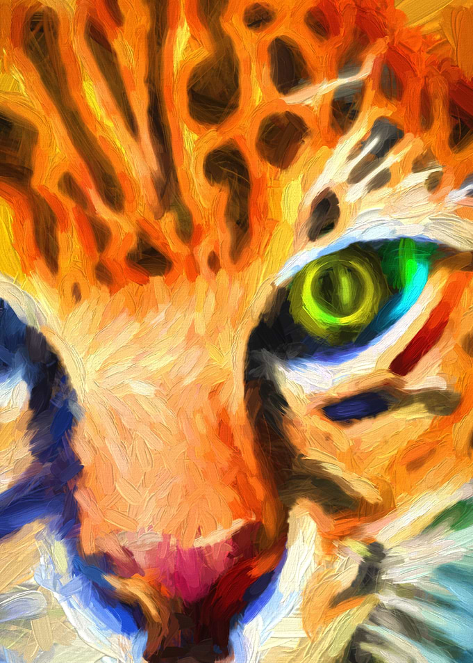 Oil Ocelot Cat Portrait