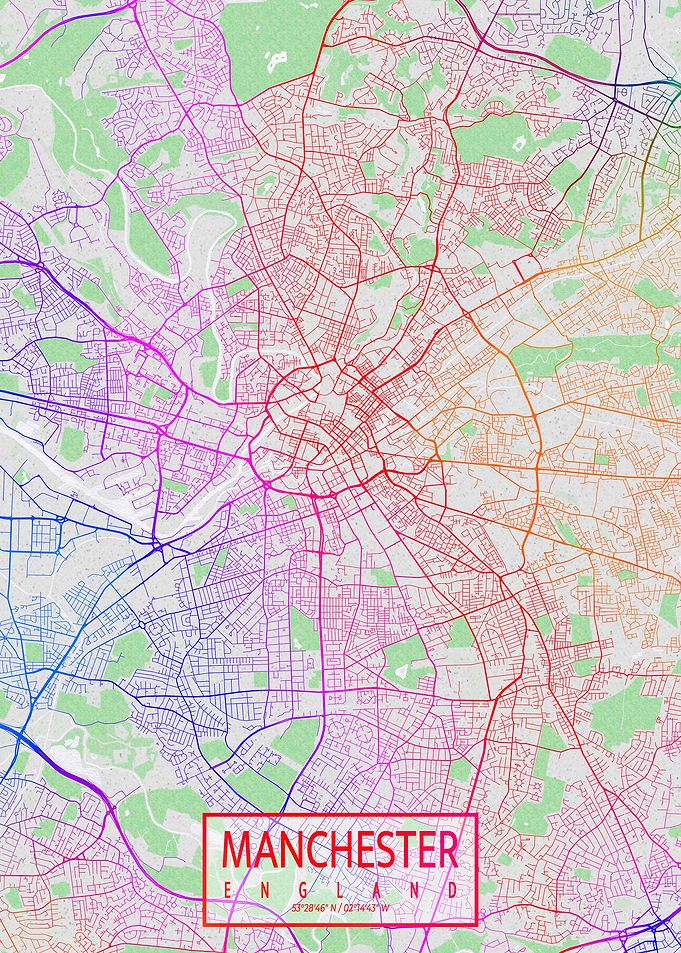Manchester Map Colorful