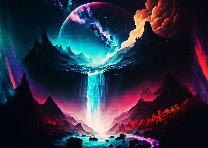 Magic Waterfall In The Sky