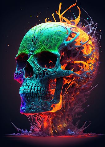 Abstract Neon Skull