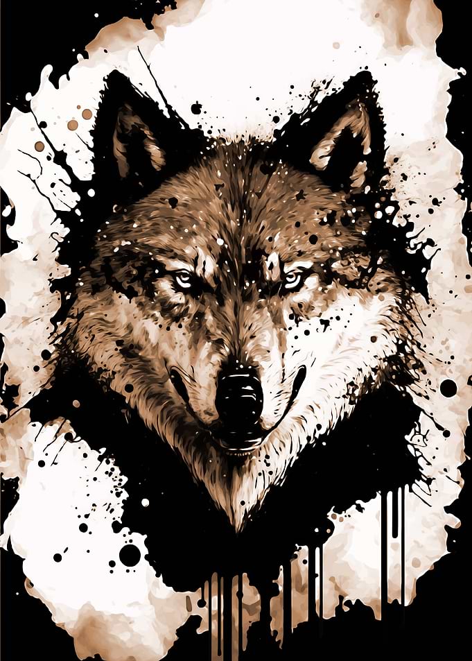 wolf ink splash