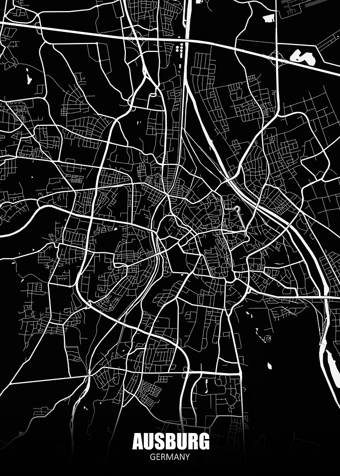Ausburg Germany Dark Map