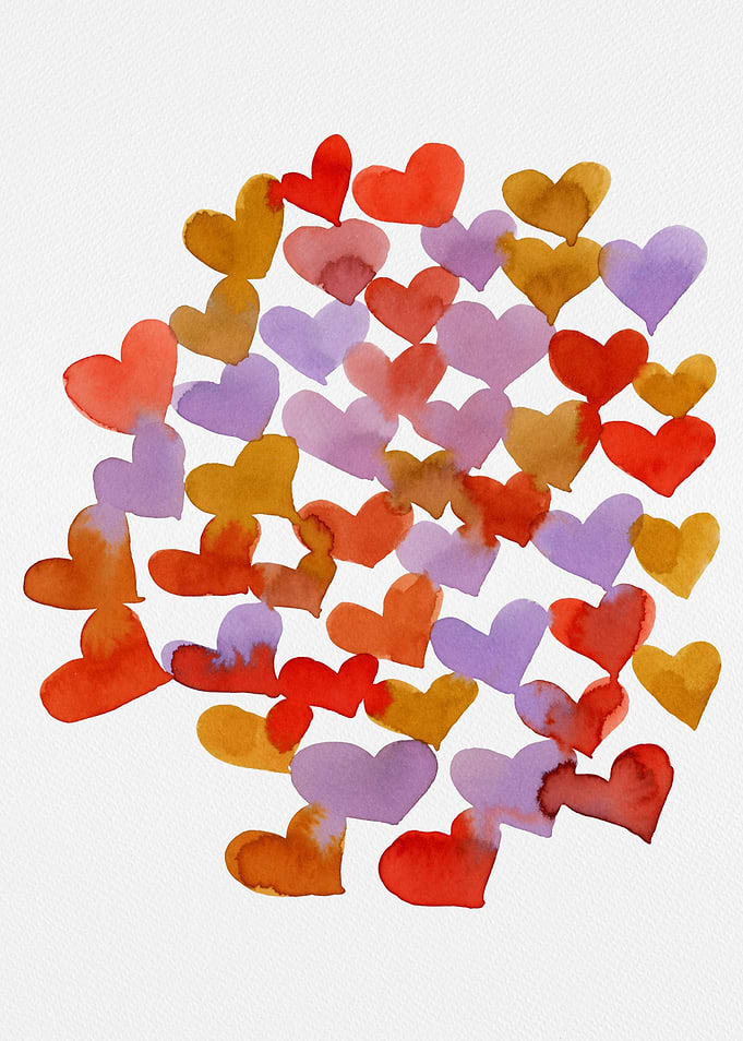 Watercolor melting hearts