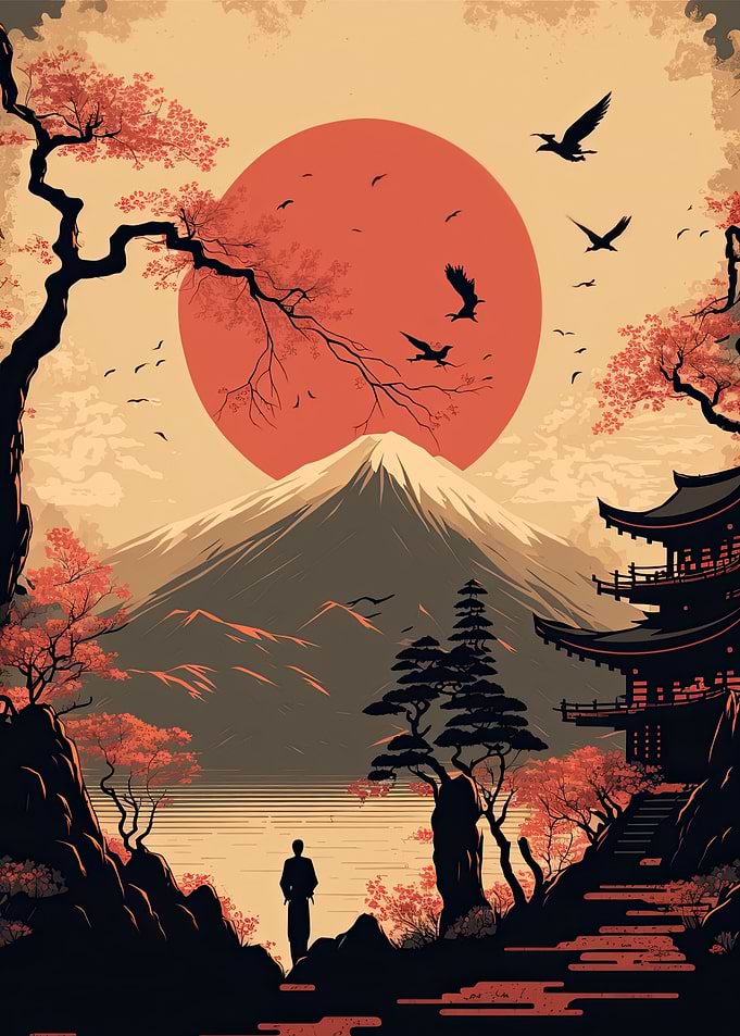 Japanese Mt Fuji sunset
