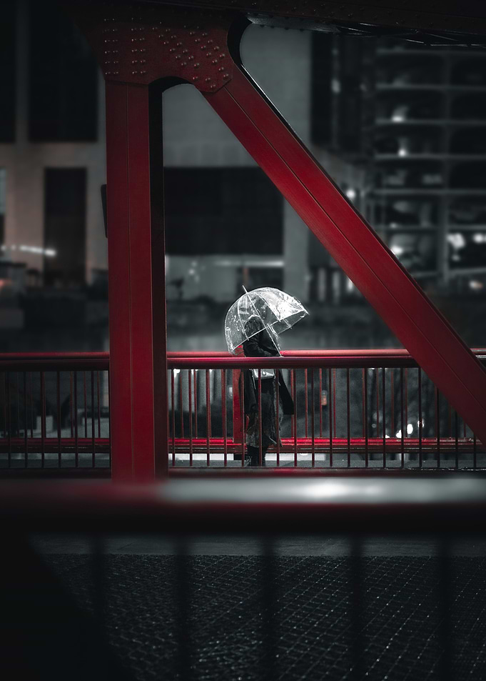 Red Bridge and Umbrella