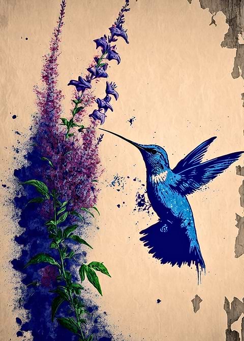 Humming Bird — metal poster wall art