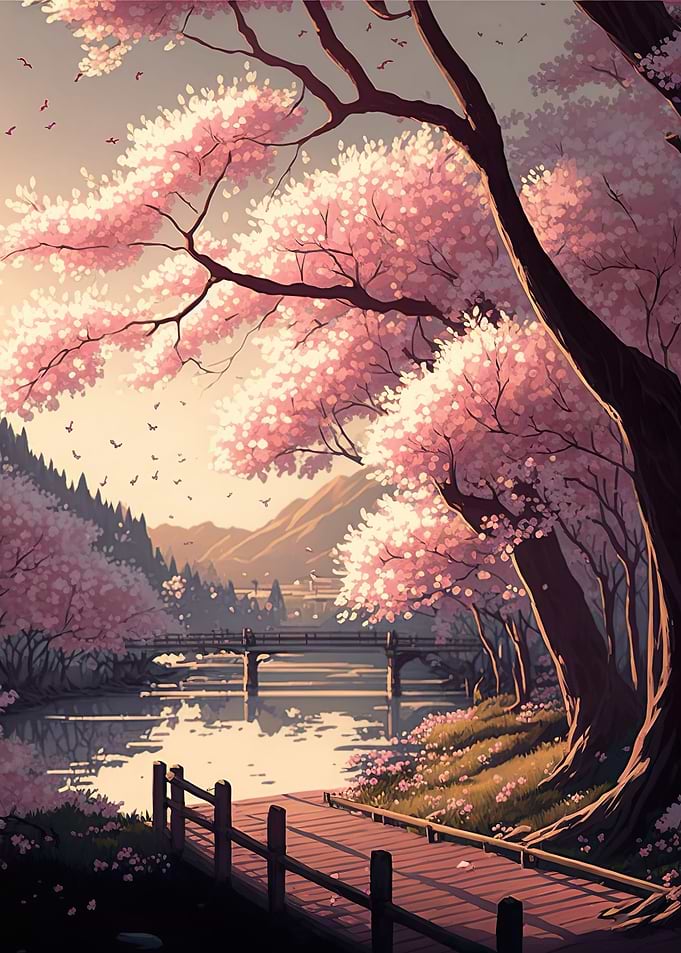 Cherry Blossom Sakura Lake