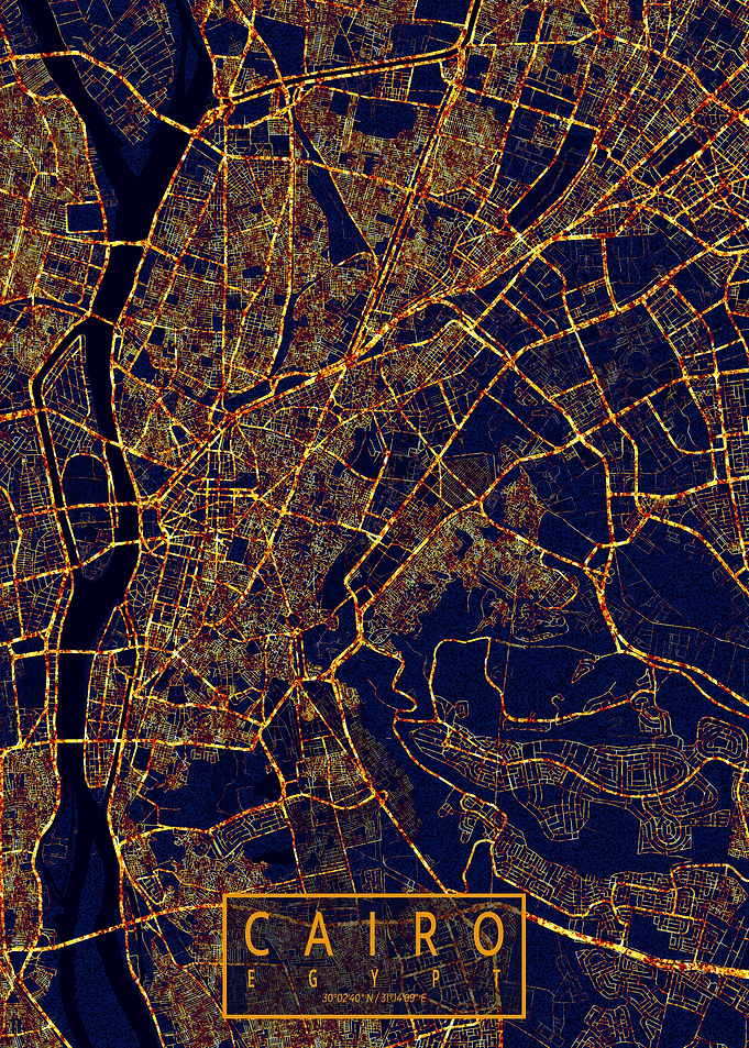 Cairo Map City At Night